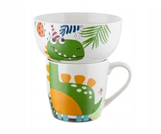 Florina Bobi vaikiškas rinkinys, salotinis 520 ml, puodelis 340 ml, dinozaurai