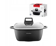 Florina Chef kvadratinis aliuminio puodas 24 cm 4,6L juodas indukcijai
