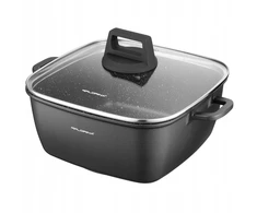 Florina Chef kvadratinis aliuminio puodas 24 cm 4,6L juodas indukcijai