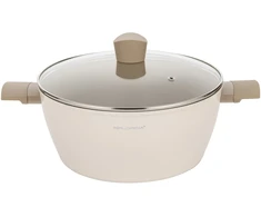 Florina Mokka 28 ir 26 cm puodų rinkinys su 28 cm smėlio spalvos indukcine keptuve