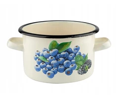 Florina Puodas emaliowany Emalia Pleszew Borówka 16 cm 2L smėlio spalva na indukcję