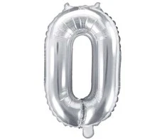 Party Deco Balionas folinis skaičius 0 sidabrinis 35cm