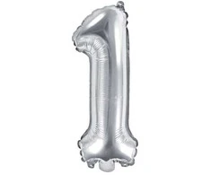 Party Deco Balionas folinis skaičius 1 sidabrinis 35cm