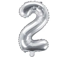 Party Deco Balionas folinis skaičius 2 sidabrinis 35cm