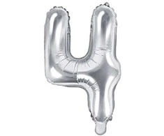 Party Deco Balionas folinis skaičius 4 sidabrinis 35cm