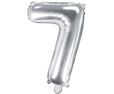 Party Deco Balionas folinis skaičius 7 sidabrinis 35cm