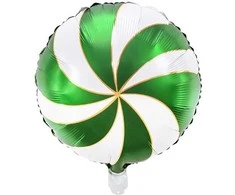 PartyDeco Folinis balionas "Saldainis Candy" balta žalia 35cm