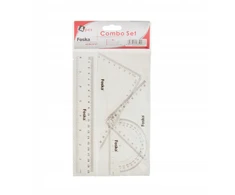 Foska Rinkinys geometryczny 4 dalys linijka 20cm 2x ekierka kątomierz do szkoły