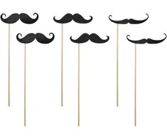 Party Deco Fotosesijos rekvizitai PartyDeco H24cm/6vnt. Moustache