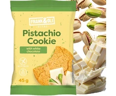 „Frank&amp;Oli“ PISTAČIŲ TORTAS BALTASIS ŠOKOLADAS be cukraus 45 g TRUMPAI DATA