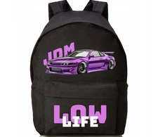 Funandstyle Juodas mokyklinis kuprinė "japan Cars" jaunimui, talpi, stilinga