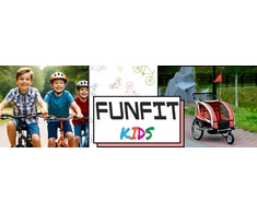 Funfit Kids VAIKiška DVIRAČIO PRIEKABA 2 ASMENIMS SU PAKABA 3in1 + LED APŠVIETIMAS