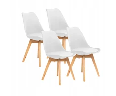 FURNIFY 4 kėdžių komplektas svetainei, valgomajam, biurui, Baltas, apmuštas.