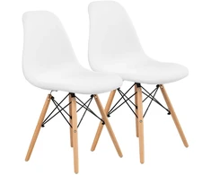 FURNIFY | EIRA kėdė, 2 vnt., apmušta medinėmis kojelėmis | Baltas