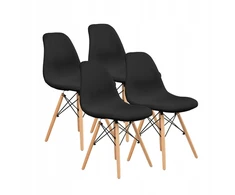 FURNIFY | EIRA kėdė, 4 vnt., apmušta medinėmis kojelėmis | Juoda