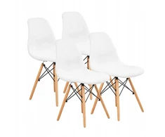 FURNIFY | EIRA kėdė, 4 vnt., apmušta medinėmis kojelėmis | Baltas