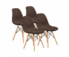 FURNIFY | EIRA kėdė, 4 vnt., apmušta medinėmis kojelėmis | Ruda