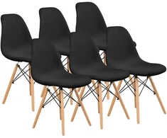 FURNIFY | EIRA kėdė, 6 vnt., apmušta medinėmis kojelėmis | Juoda