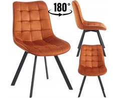 Furnitex Aksominė CYNAMON minkšta kėdė, pasukama 180°, juodos dygsniuotos kojos