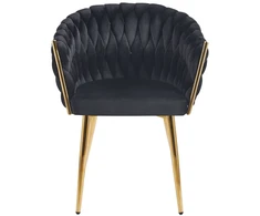 Furnitex GLAMOUR Juodas VELVET MINŠTA KĖDĖ ANT AUKSINIŲ KOJŲ K7-FX (G)