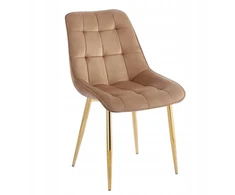 Furnitex Glamour Veliūrinė kėdė su auksinėmis kojomis Velvet Riviera 24 Cappuccino CHIC