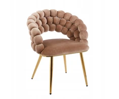 Fotelis Furnitex Krėslas Bubble cappuccino, aksomas, auksinis rėmas
