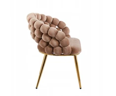 Fotelis Furnitex Krėslas Bubble cappuccino, aksomas, auksinis rėmas