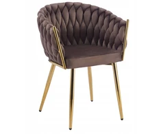 Furnitex MOKKA BROWN Interwoven Moderni kėdė su auksinėmis kojomis skirta biuro svetainei