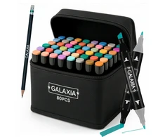 GALAXIA ALCOHOL MARKERS 80 Vnt Žymekliai Žymekliai Dvipusiai Markeriai Pro + BAG