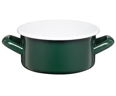 Galicja Lygus emaliuotas puodas, žemas puodas, 14 cm, 1,0 l, butelis žalias