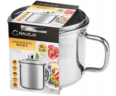 Galicja PUODAS SU DANGČIU NERŪDŽIASIS PUODAS 16cm 2,35L INDUKCINĖS DUJOS RICKY