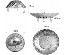 Garinimo krepšelis, reguliuojamas, sulankstomas, nerūdijančio plieno, universalus
