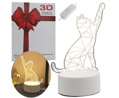 GAT NAKTINĖ KATINĖ LAMPA 3D LED KATINAS SU USB kabeliu 3 REŽIMAI VAIKAMS VAIKAMS