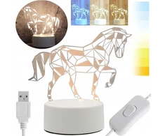 GAT NAKTINIS STALINIS LEMPAS NAKTINIS LED HORSE 3D USB DOVANA VAIKUI GYVŪNAI