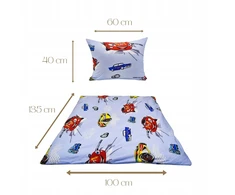 Geboki Sen Patalynė Dziecięca 100x135 + 40x60 Auta Cars Mėlyna Produkt Polski