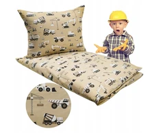 Geboki Sen Patalynė Dziecięca 100x160 + 50x60 Koparki Beżowe Produkt Polski Medvilnė