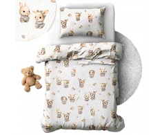 Geboki Sen Patalynė Dziecięca 100x160 + 50x70 Króliczki Beż Produkt Polski Elegancka