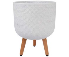 Home4You Gėlių vazonas SELENA D30xH39,5cm su kojelėmis, baltas