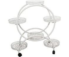 Besk Bikuvalt Gėlių vazonų stovas Metalinis 6 vietų Baltas 82x29x94cm