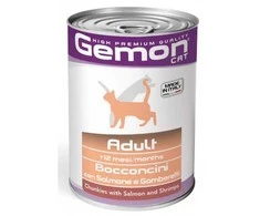Gemon adult konservuotas pašaras suagusioms katėms su lašiša ir krevetėmis 415g