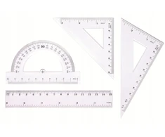 Geometrinis rinkinys Tetis, 4 dalys, liniuotė 15 cm