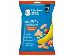 GERBER bananų ir braškių kukurūzų traškučiai vaikams 7 m+ 28 g