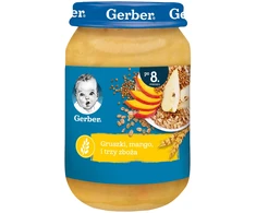 Gerber desertas Mango kriaušės ir trys dribsniai po 8 mėnesio 190 g