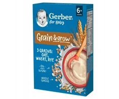Gerber Grain &amp; aug avižų-kviečių-rugių pieno košė 6 mėn. 200g