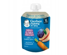 Gerber Mousse Desertas Obuolių slyvų morka po 6 mėnesių 80 g
