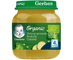 Gerber Organic Dinner Žaliųjų žirnelių brokolių cukinijų kūdikiams 125 g