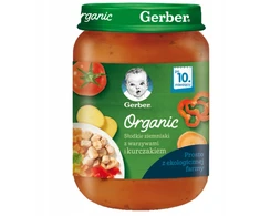 Gerber Organic Gerber ekologiškos saldžiosios bulvės su daržovėmis ir vištiena, 10m, 190 g
