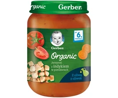 Gerber Organic Vakarienė Gerber Organinės daržovės Kalakutienos veršiena kūdikiams 6m+ 6x 190g