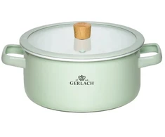 GERLACH NATUR ENAMEL Žalias emaliuotas puodas 3 l su dangteliu 20 cm