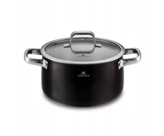 Gerlach Prime puodas 24 cm 5l su dangteliu Matte Juodas Indukcinės dujos